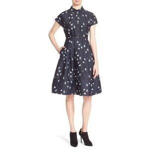 Kate Spade Winter Swallow Midi Shirt Dress in Rich Navy